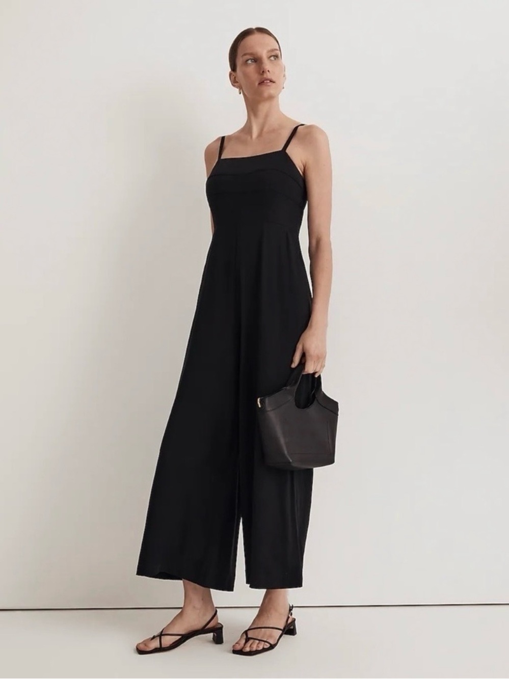 Madewell Women’s 0 Square Neck Wide Leg Jumpsuit Black
